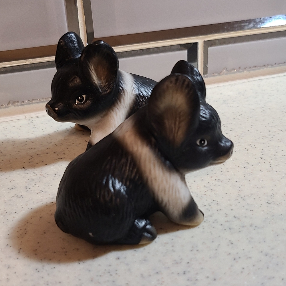 Black and White Ceramic Pig Salt And Pepper Figurines